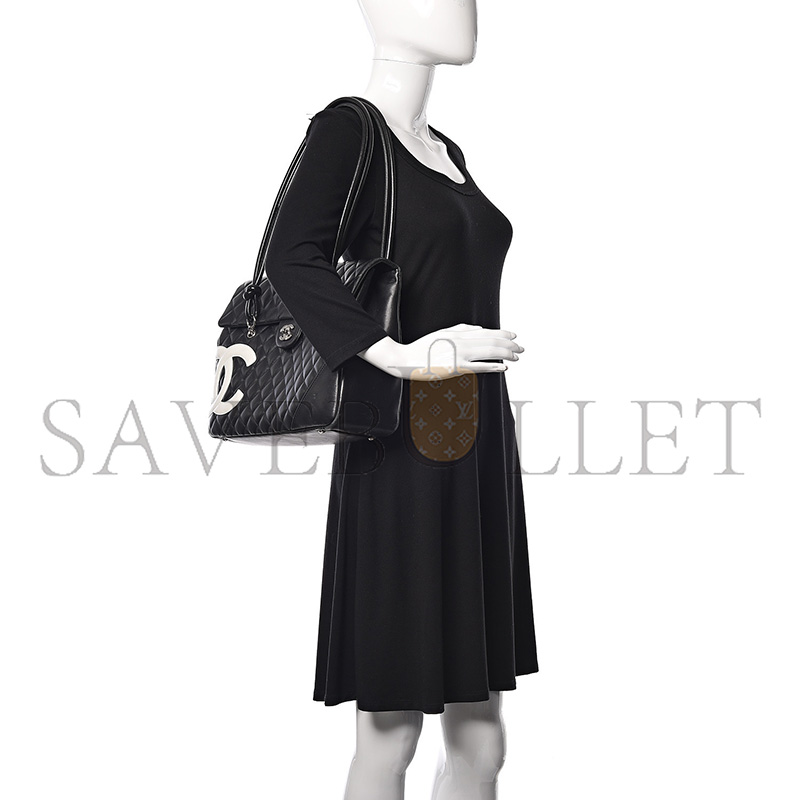 Ch*el master black and white cambon cc shoulder flap bag as6339 (33*24*11cm)